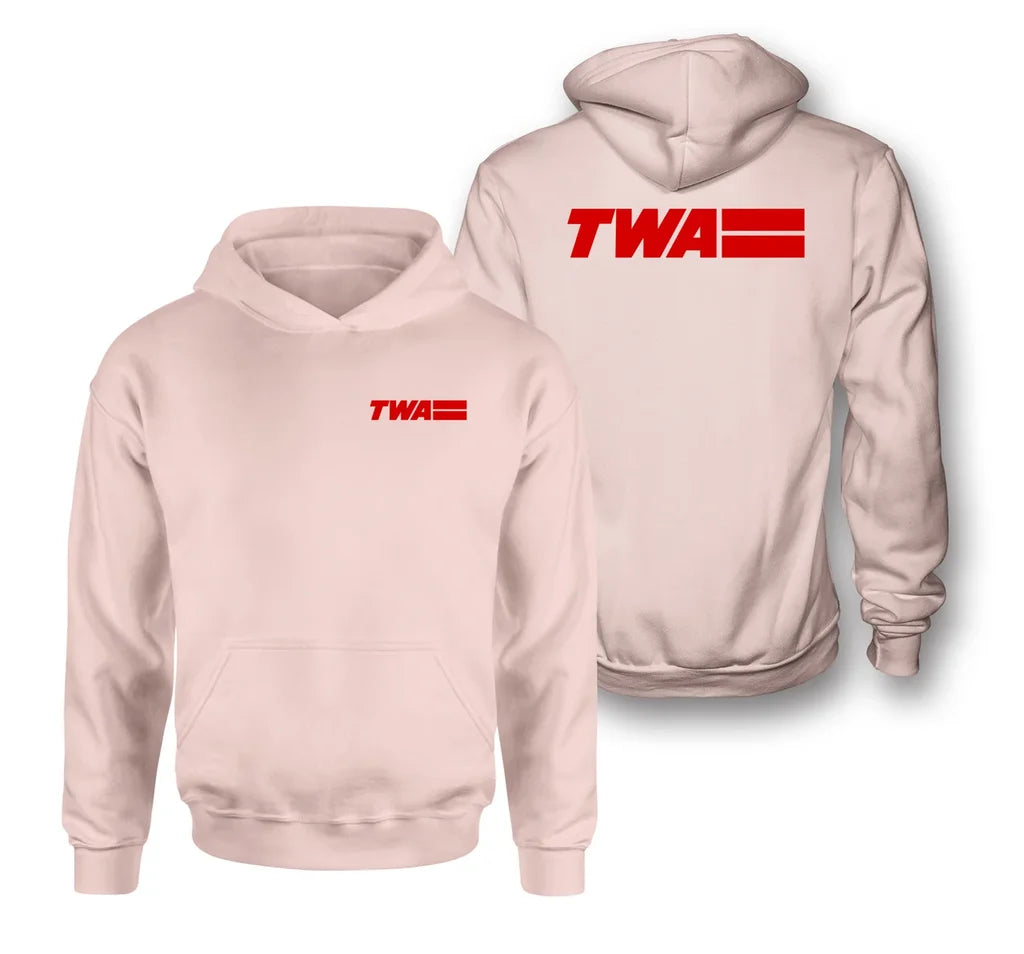 Trans World Airlines (TWA) logo on pink double side hoodie