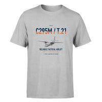 Thumbnail for Airbus C295M T.21 design on light gray double-side t-shirt, single-side print