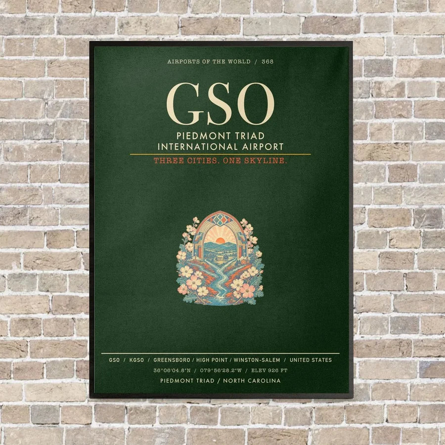 Piedmont Triad International Airport GSO - Canvas Framed - Dark Green