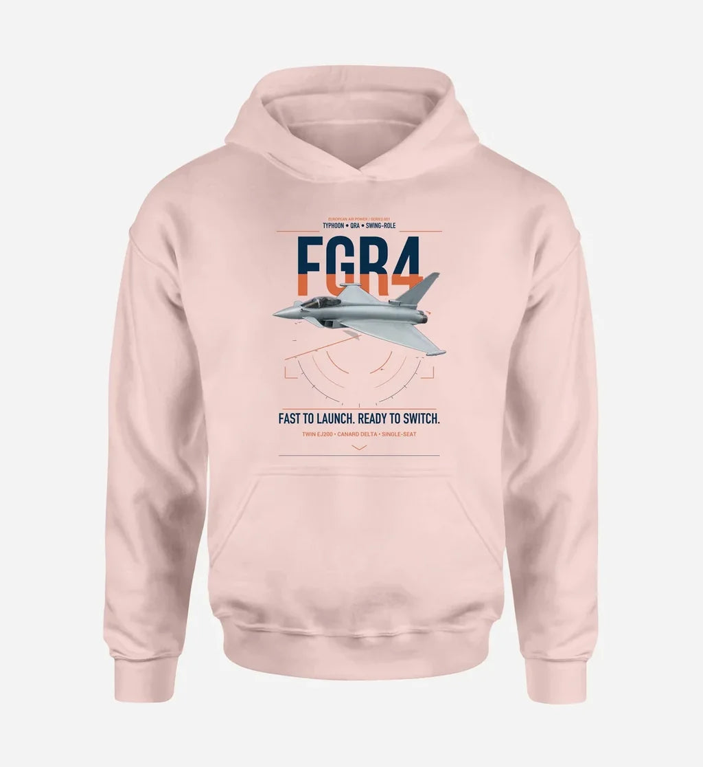 Eurofighter Typhoon FGR4 design on pink double-side hoodie, single-side print