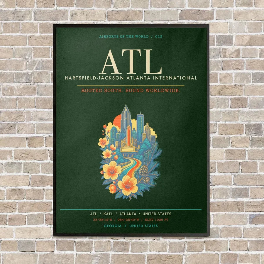 Hartsfield-Jackson Atlanta International Airport ATL - Canvas Framed - Dark Green