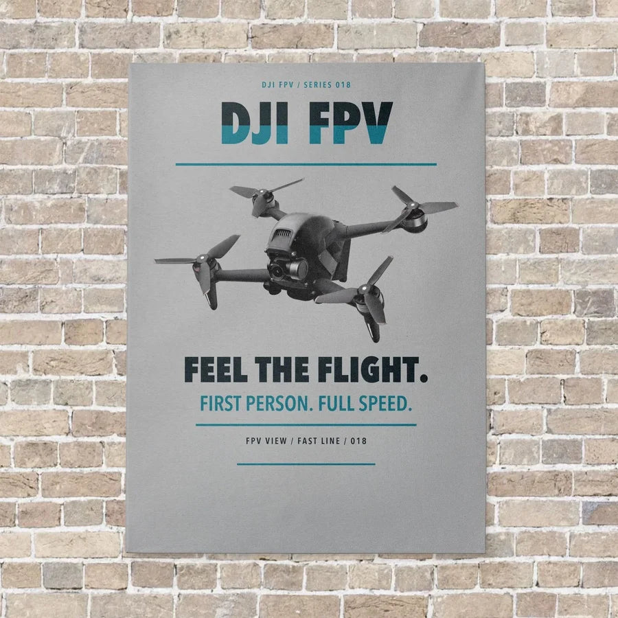 DJI FPV vertical canvas print - no frame - light gray background