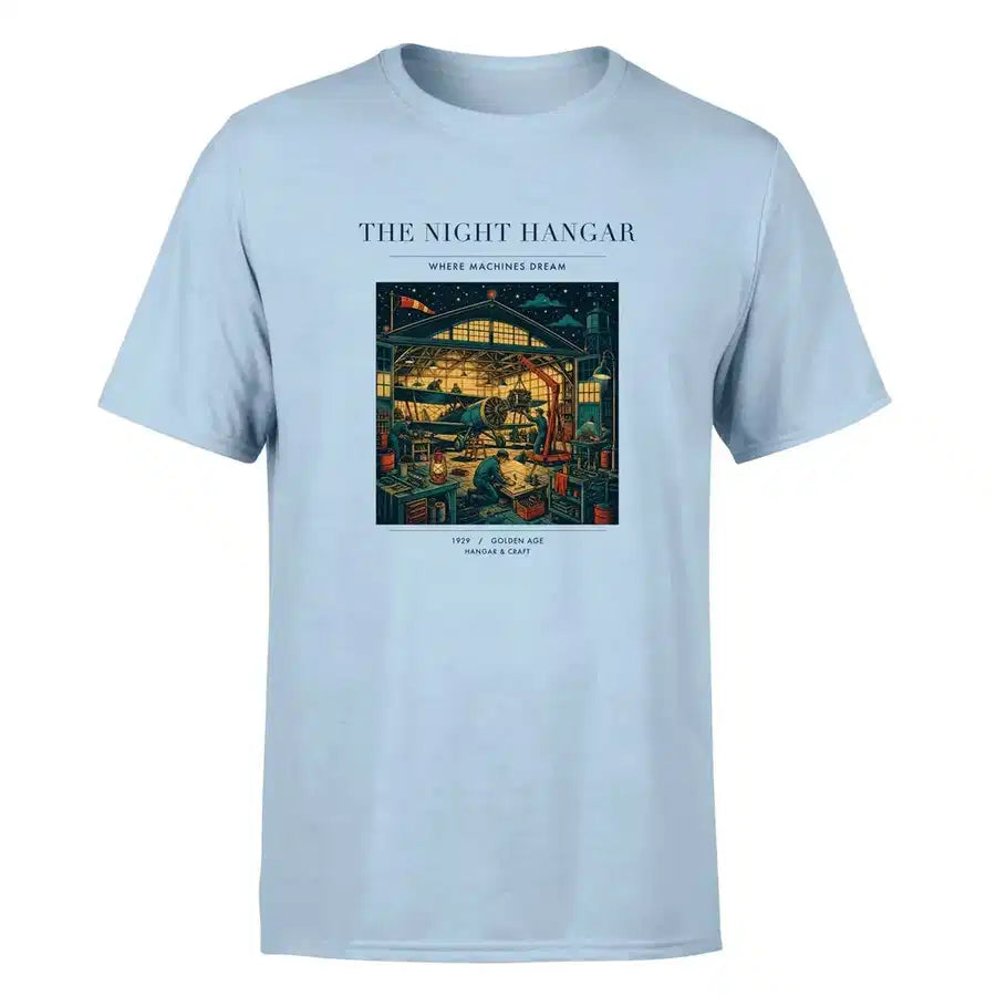VINTAGE G4049 - The Night Hangar - Premium T-Shirt design on lightblue premium t shirt