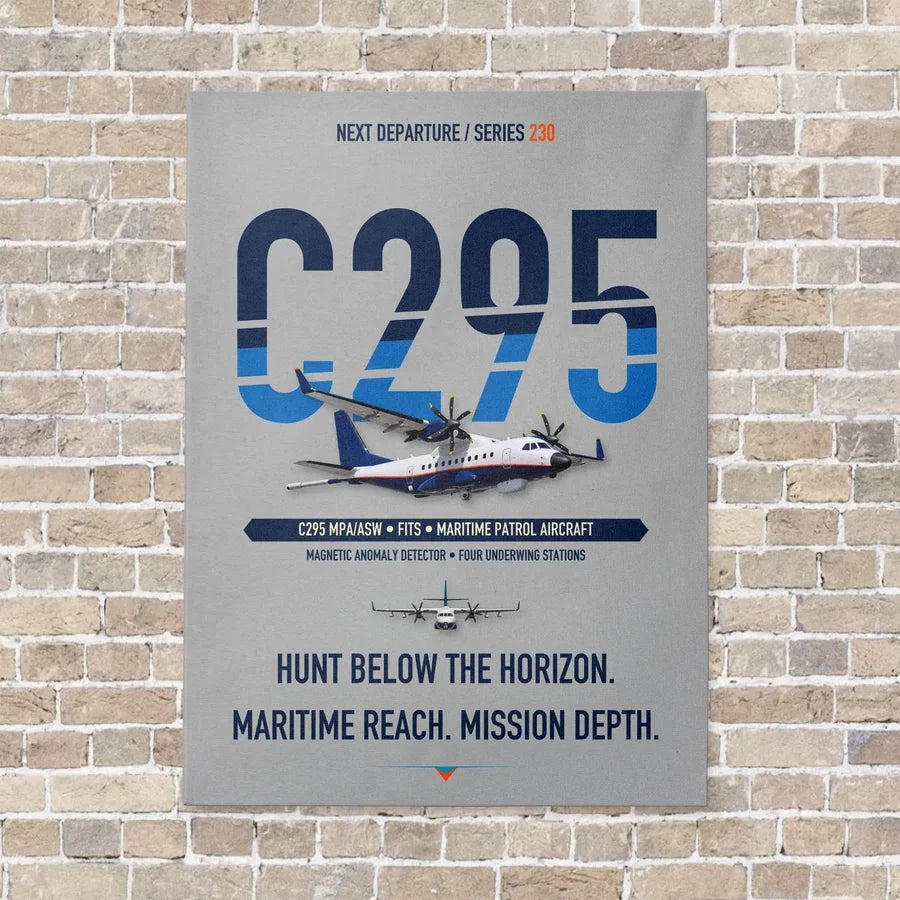 Airbus C295 MPA/ASW vertical canvas print - no frame - light gray background