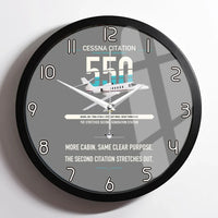 Thumbnail for Cessna Citation 550 - Citation II design on gray framed wall clock