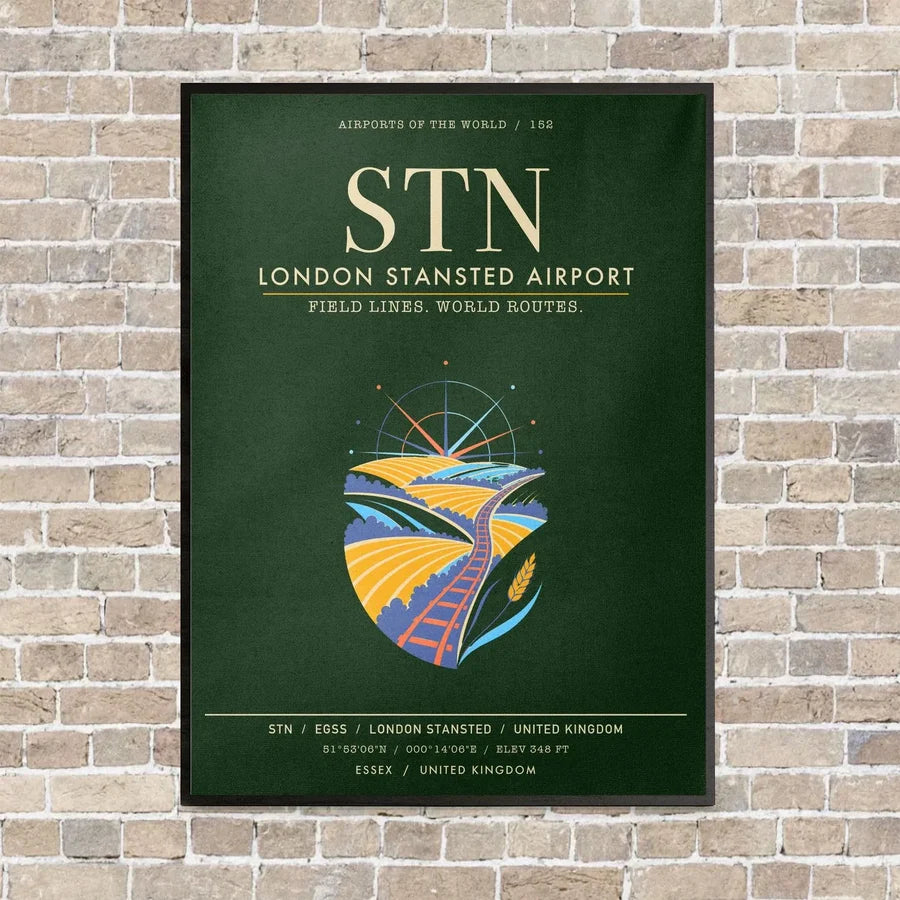 London Stansted Airport STN - Canvas Framed - Dark Green