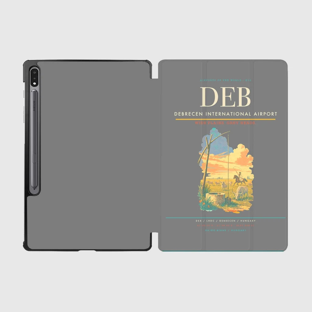 Debrecen International Airport (DEB) design on gray samsung tablet tablet case