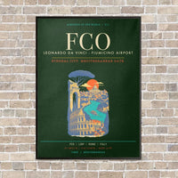 Thumbnail for Rome Leonardo da Vinci Fiumicino Airport FCO - Canvas Framed - Dark Green