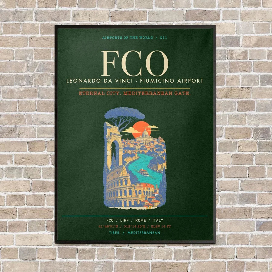 Rome Leonardo da Vinci Fiumicino Airport FCO - Canvas Framed - Dark Green