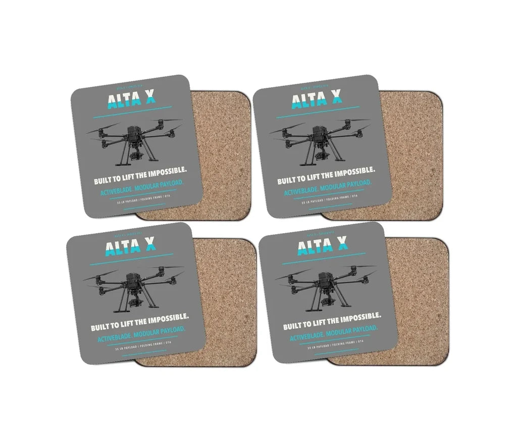 Freefly Alta X design on gray 4 pieces set coaster