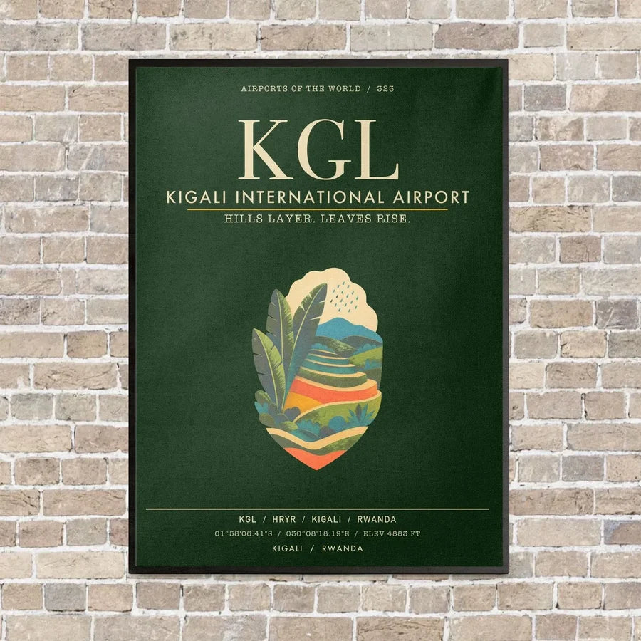 Kigali International Airport KGL - Canvas Framed - Dark Green
