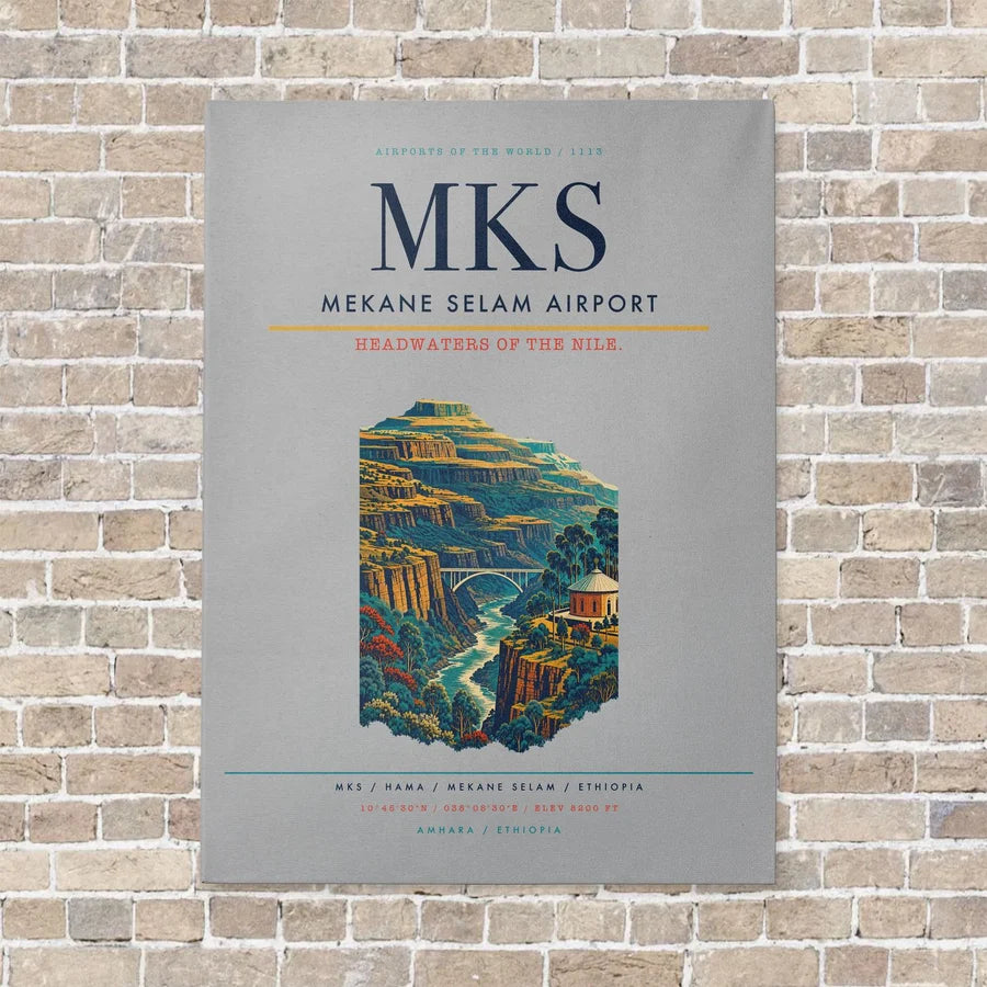 Mekane Selam Airport MKS - Canvas No Frame - Light Gray