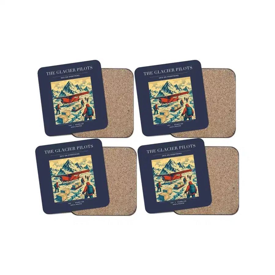 The Glacier Pilots - Designed Coasters design on navy blue 4-pieces-set