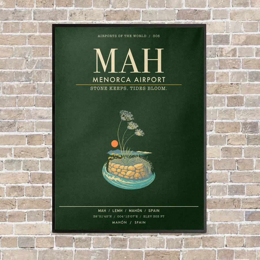 Menorca Airport MAH - Canvas Framed - Dark Green