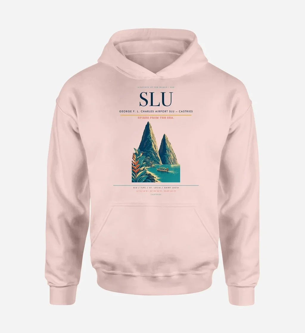 George F. L. Charles Airport (SLU) design on pink hoodie single-side print