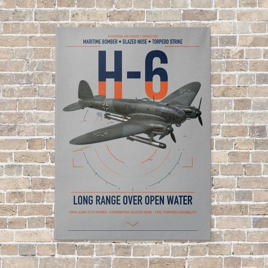 Heinkel He 111H-6 vertical canvas print - no frame - light gray background