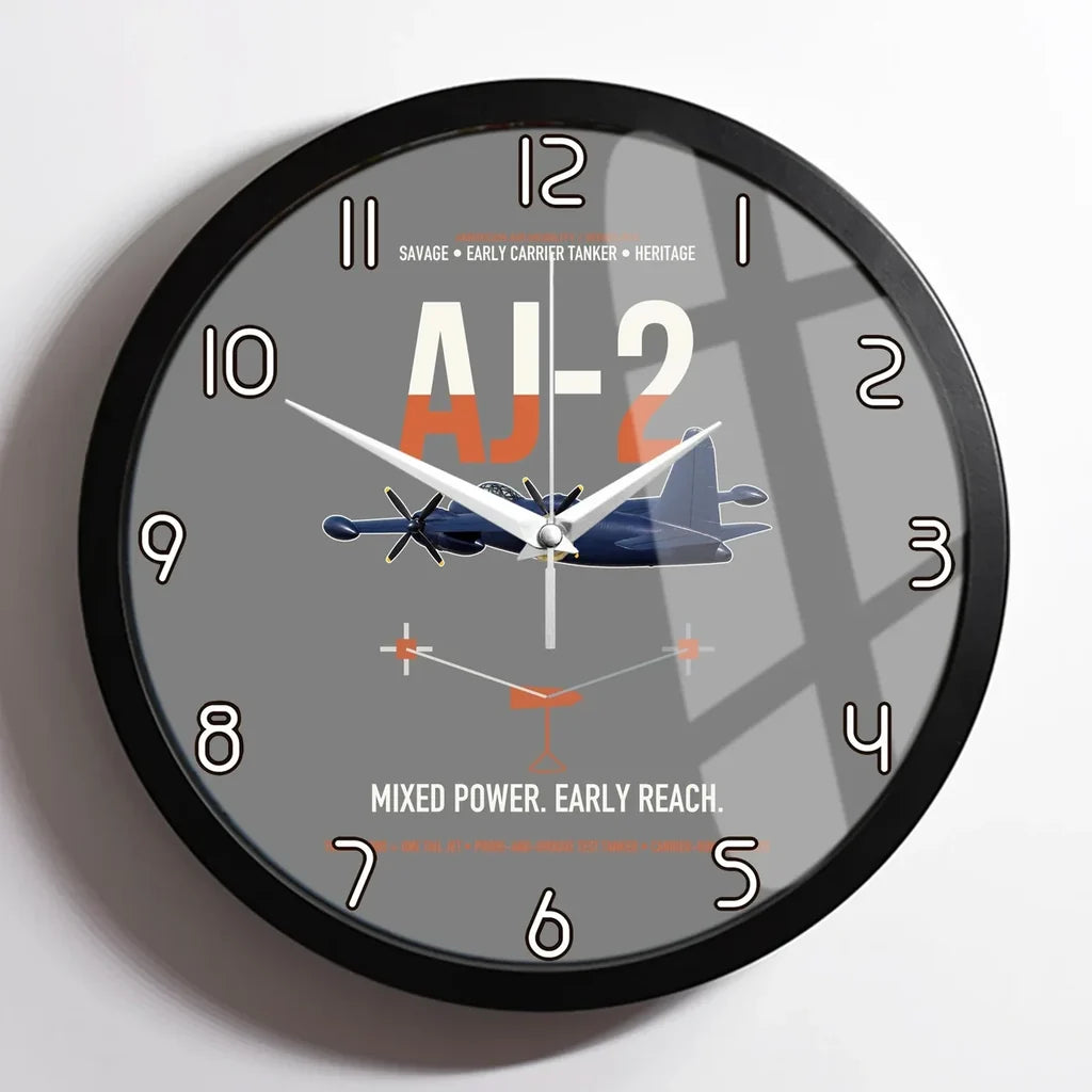 AJ-2 Savage Tanker design on gray framed wall clock