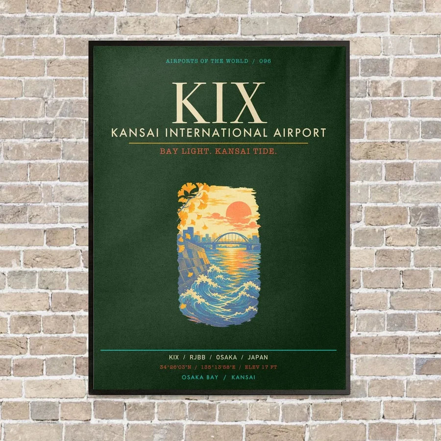 Kansai International Airport Osaka KIX - Canvas Framed - Dark Green