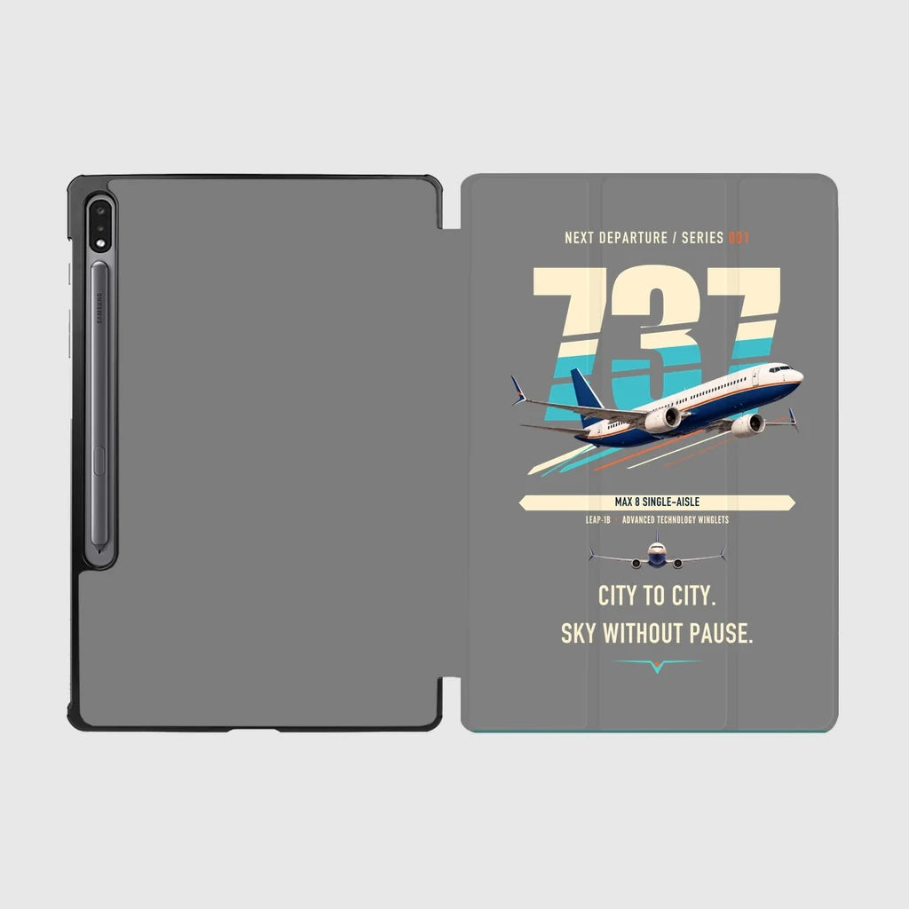 Boeing 737 MAX 8 design on gray samsung tablet tablet case