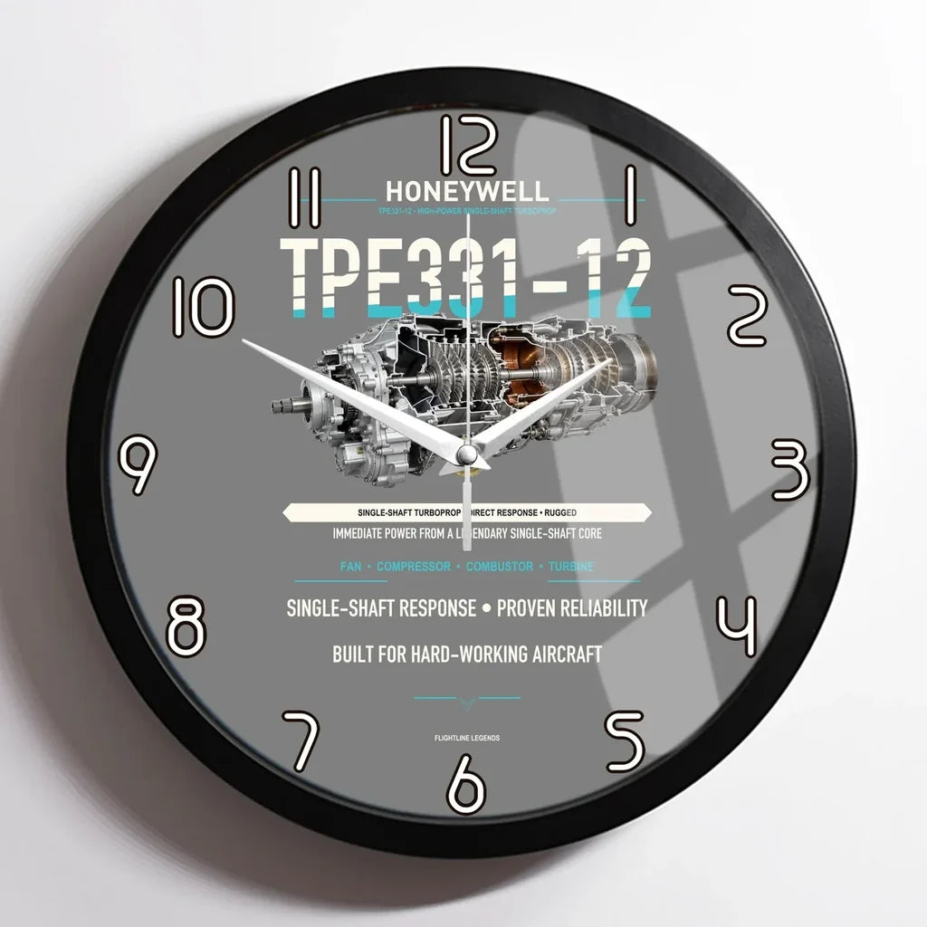 TPE331-12 design on gray framed wall clock