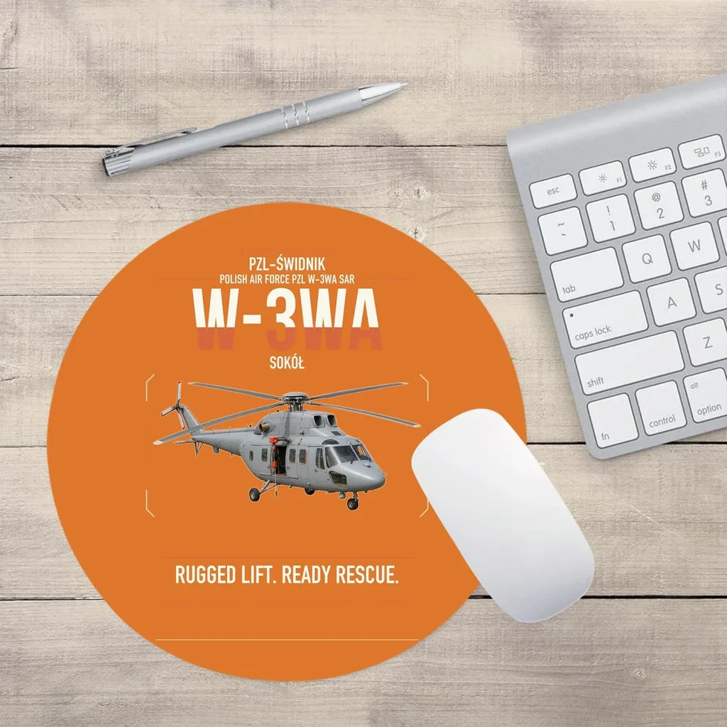 PZL-Świdnik W-3WA Sokół design on orange round mouse pad