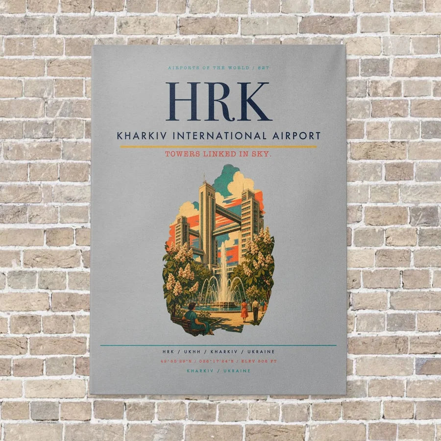 Kharkiv International Airport HRK vertical canvas print - no frame - light gray background
