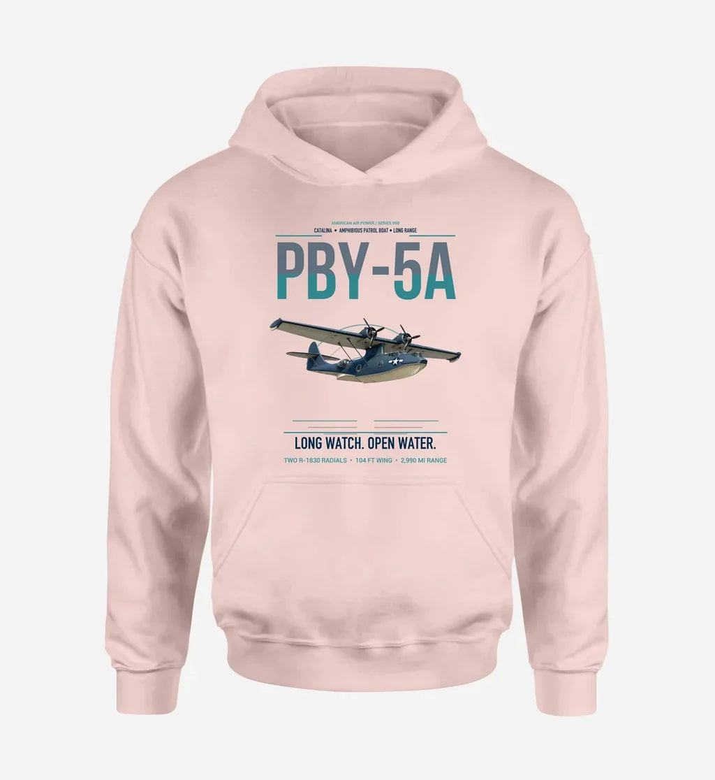 PBY-5A Catalina design on pink double-side hoodie, single-side print