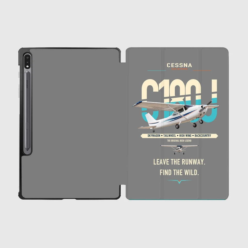 Cessna 180J Skywagon design on gray samsung tablet tablet case