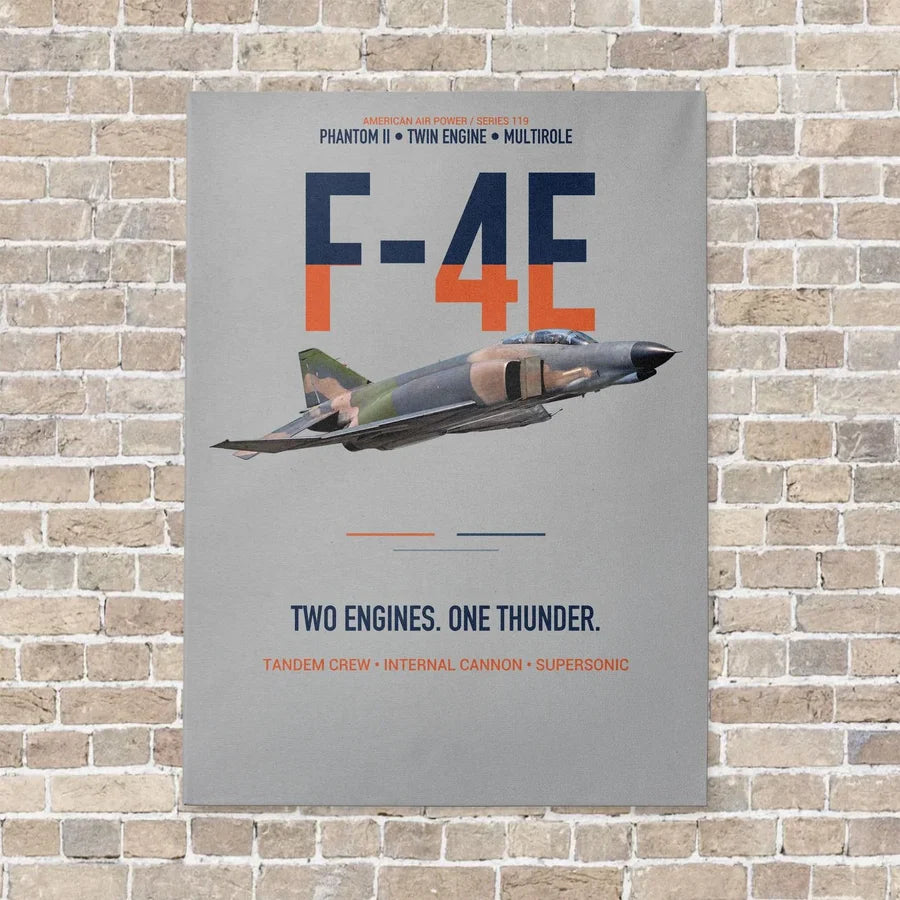 F-4E Phantom II Two Engines One Thunder vertical canvas print - no frame - light gray background