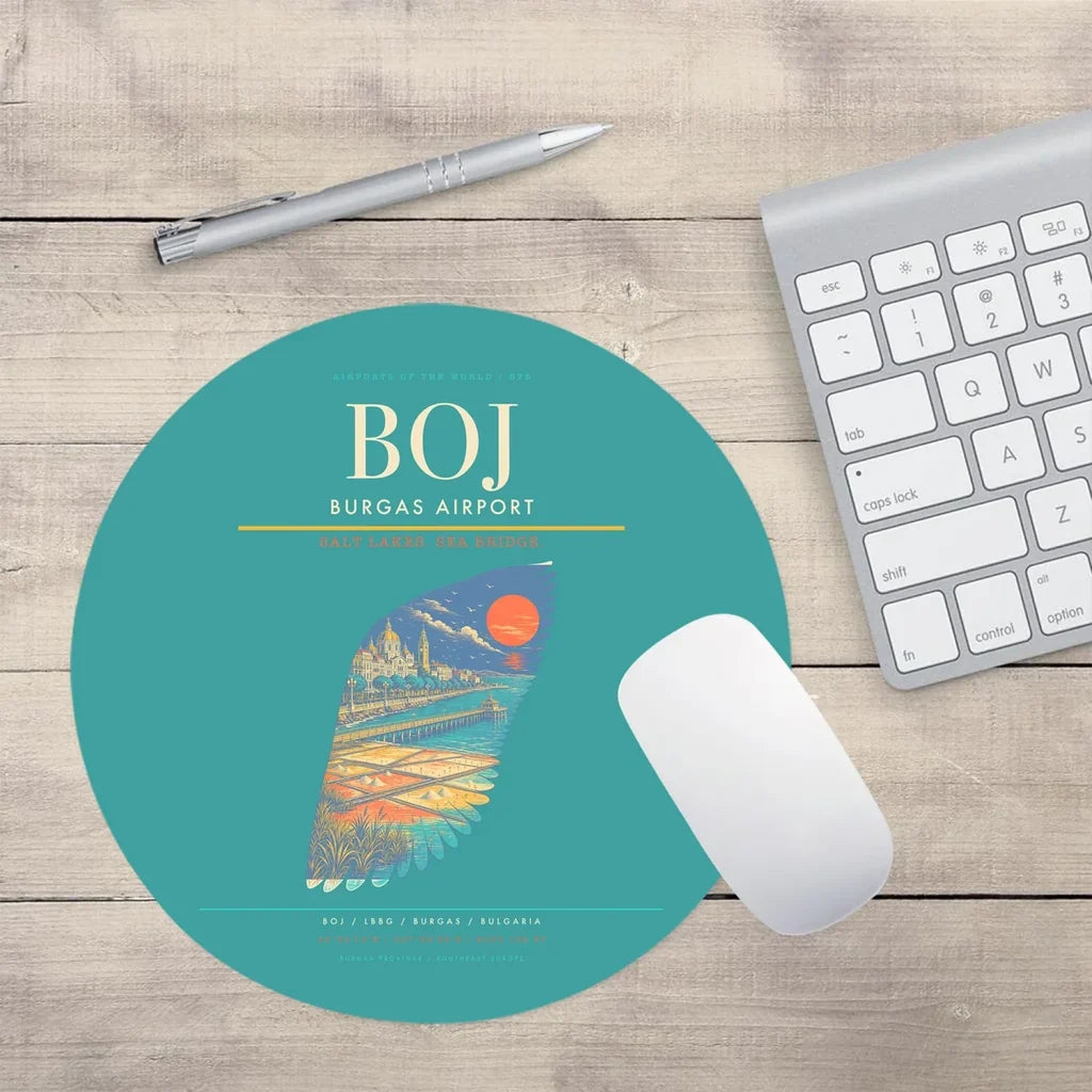 Burgas Airport BOJ Mouse-Pad Round - Turquoise