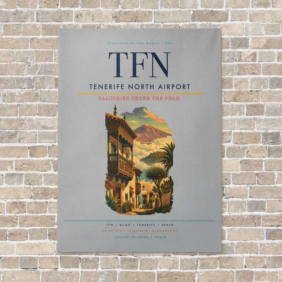 Tenerife North Airport TFN vertical canvas print - no frame - light gray background