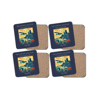 Thumbnail for The Clifftop Castle Pass - Designed Coasters design on navy blue 4-pieces-set