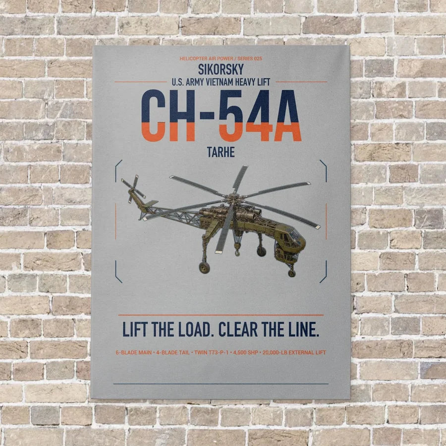 Sikorsky CH-54A Tarhe vertical canvas print - no frame - light gray background
