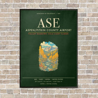 Thumbnail for Aspen - Pitkin County Airport ASE - Canvas Framed - Dark Green