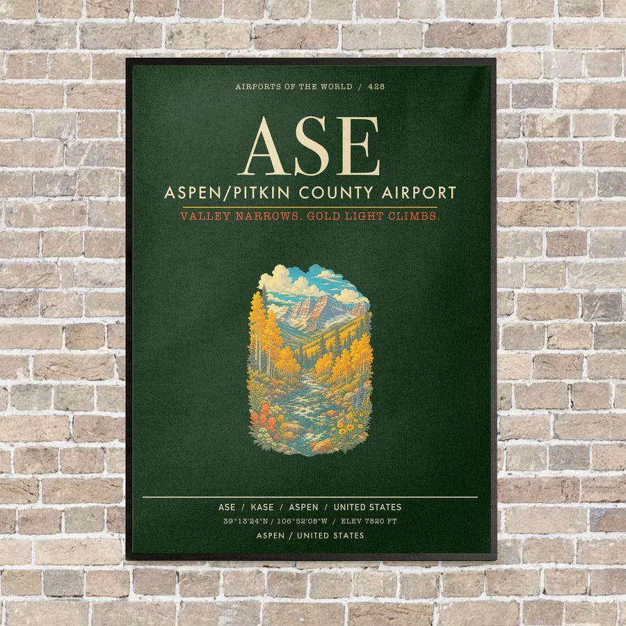 Aspen - Pitkin County Airport ASE - Canvas Framed - Dark Green
