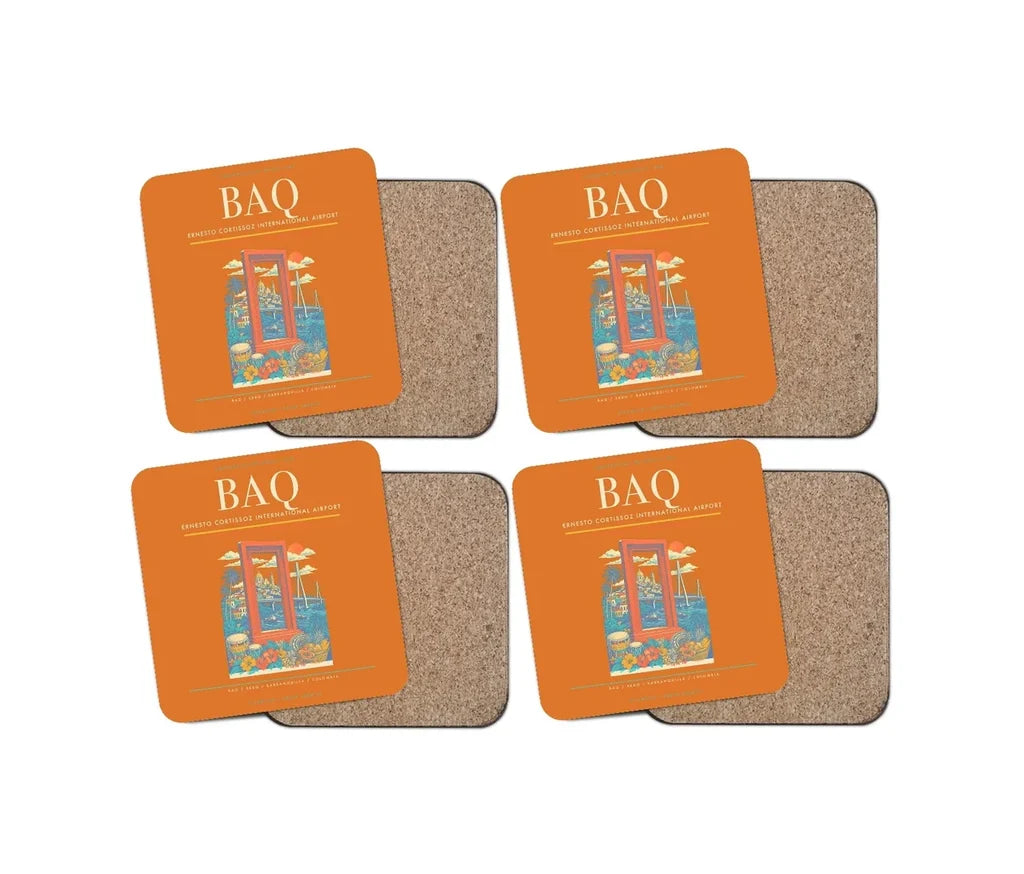Ernesto Cortissoz International Airport BAQ Coaster 4-Pieces-Set - Orange