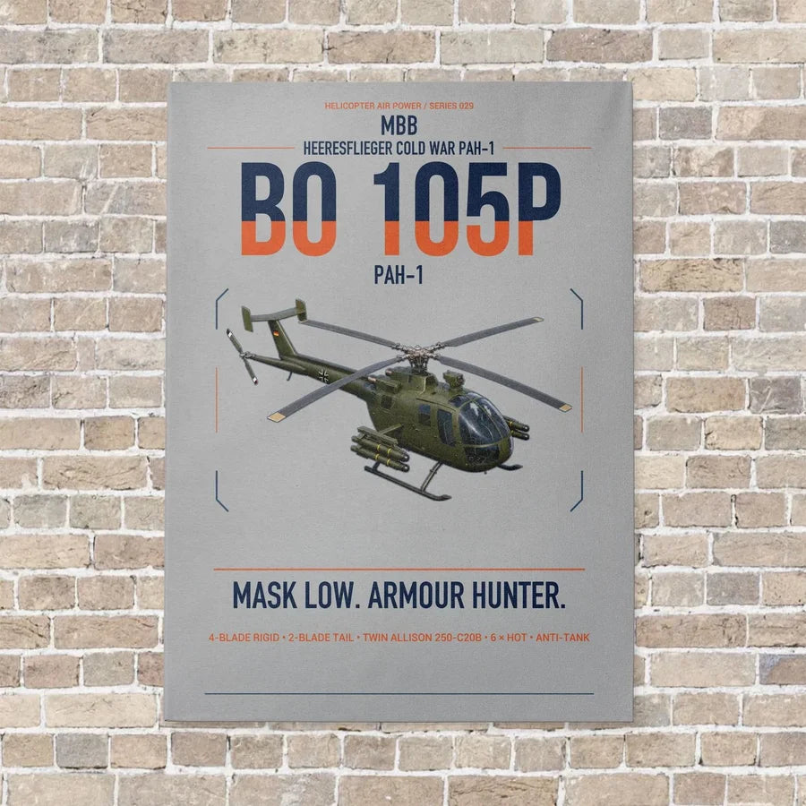 MBB BO 105P PAH-1 vertical canvas print - no frame - light gray background