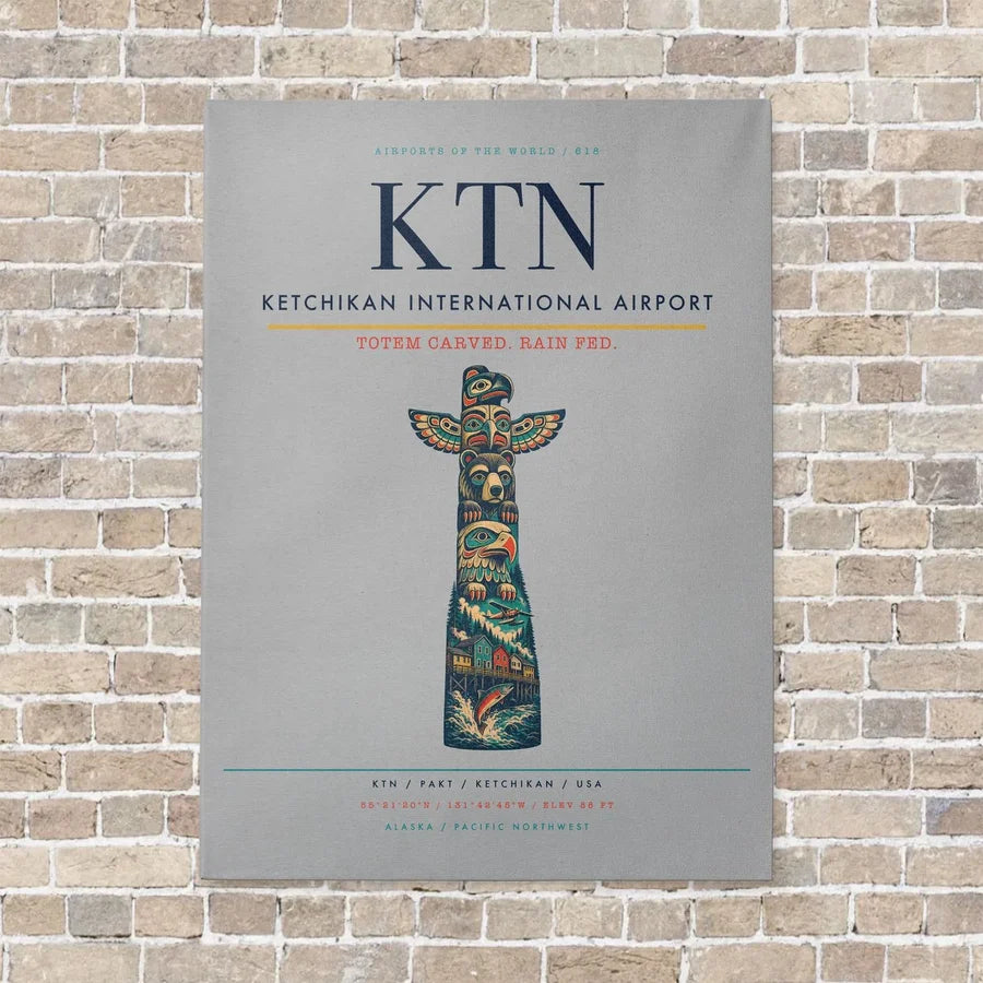 Ketchikan International Airport KTN vertical canvas print - no frame - light gray background