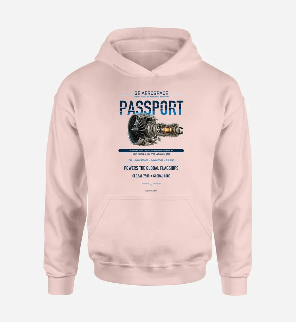 PASSPORT design on pink hoodie single side