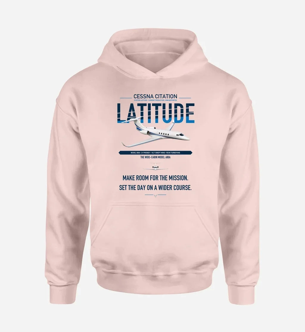 Cessna Citation Latitude design on pink double-side hoodie, single-side print