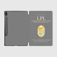 Thumbnail for Liverpool John Lennon Airport (LPL) design on gray samsung tablet tablet case