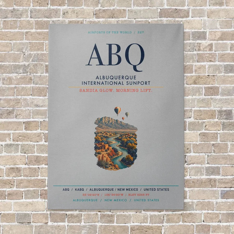 Albuquerque International Sunport ABQ vertical canvas print - no frame - light gray background