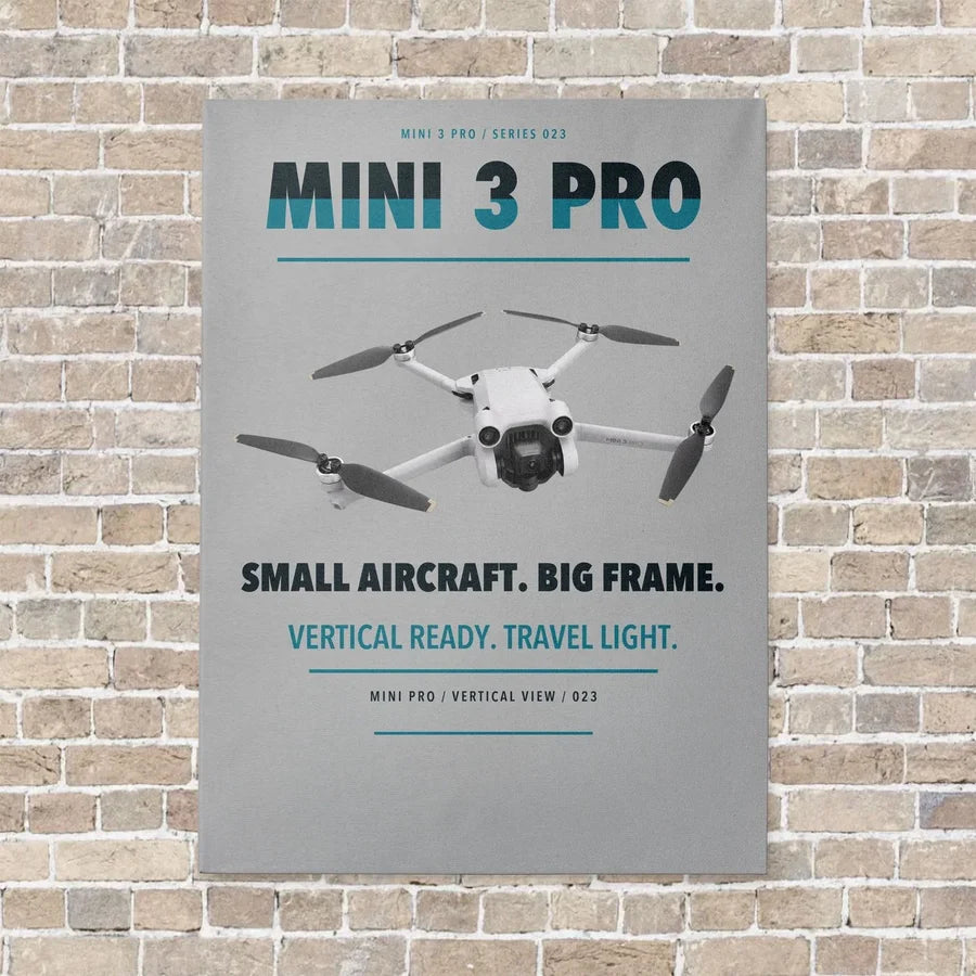 DJI Mini 3 Pro vertical canvas print - no frame - light gray background
