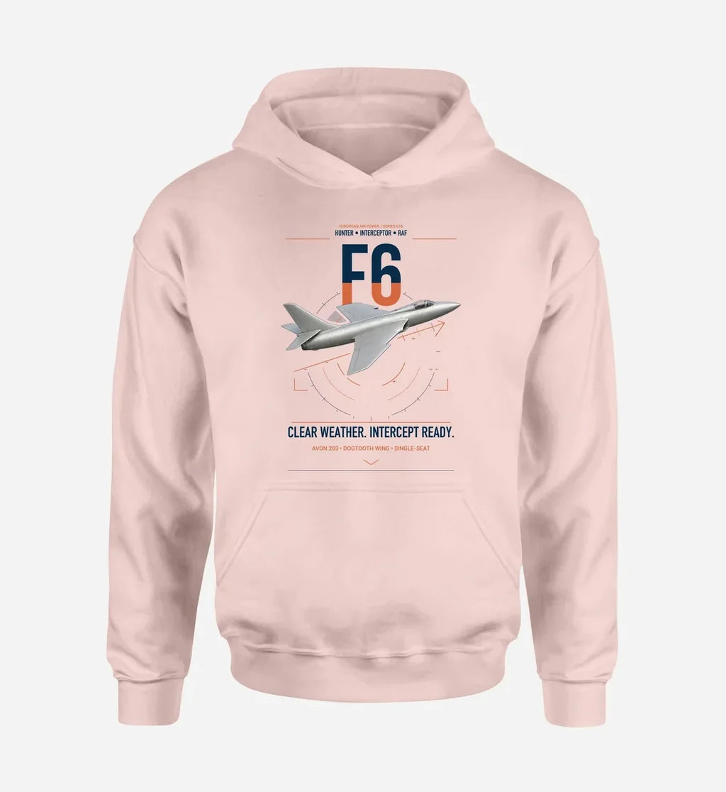 Hawker Hunter F6 design on pink double-side hoodie, single-side print