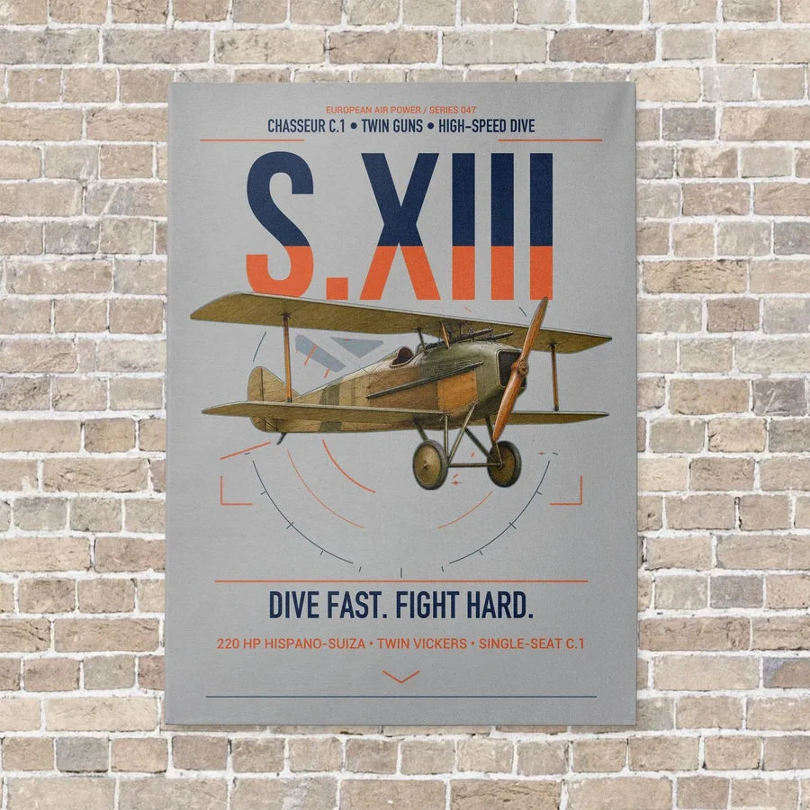 SPAD S.XIII C.1 vertical canvas print - no frame - light gray background