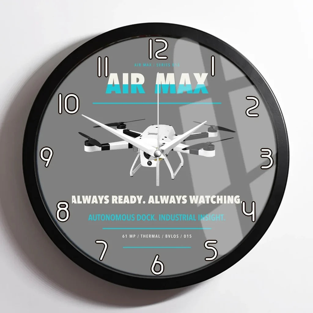 Percepto Air Max design on gray framed wall clock