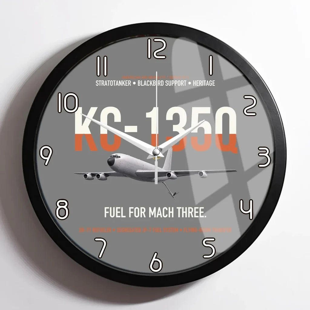 KC-135Q Blackbird Tanker design on gray framed wall clock