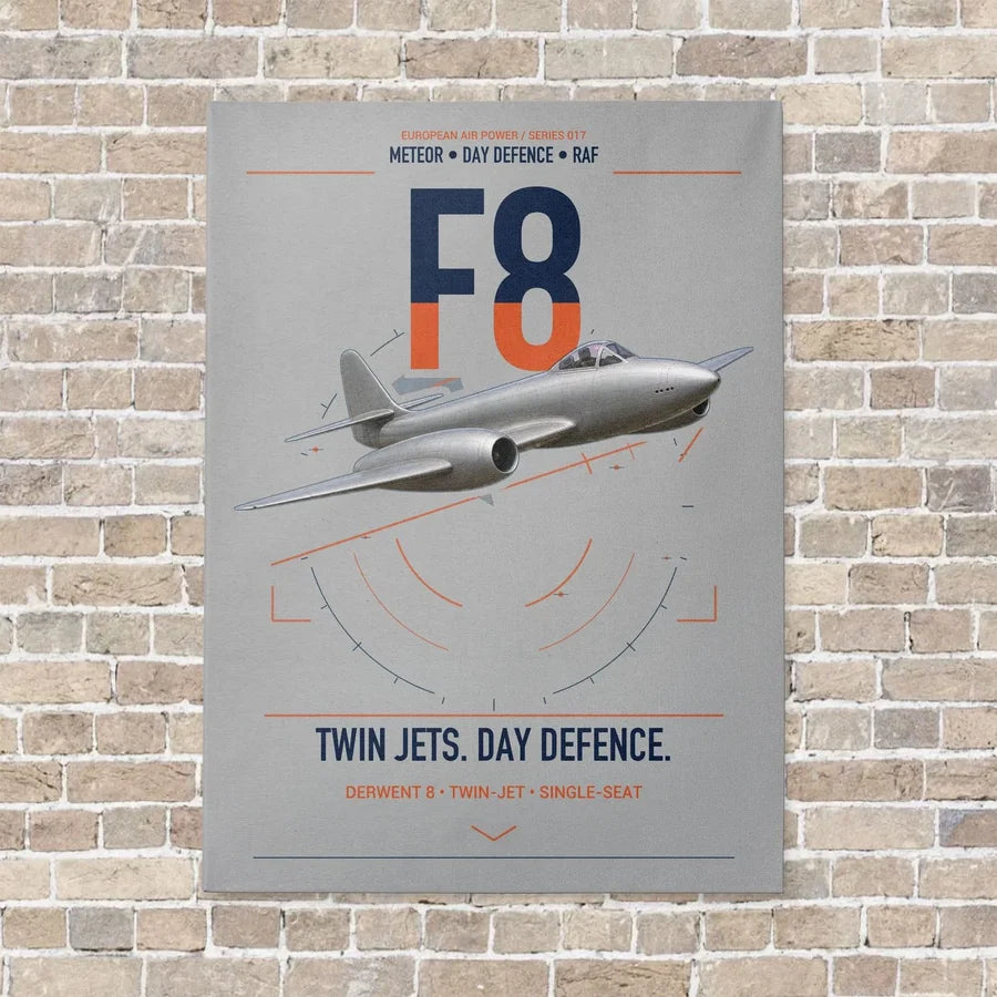 Gloster Meteor F8 vertical canvas print - no frame - light gray background