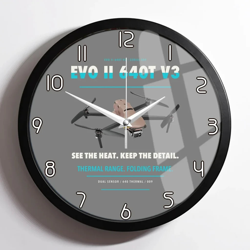 Autel EVO II Dual 640T V3 design on gray framed wall clock