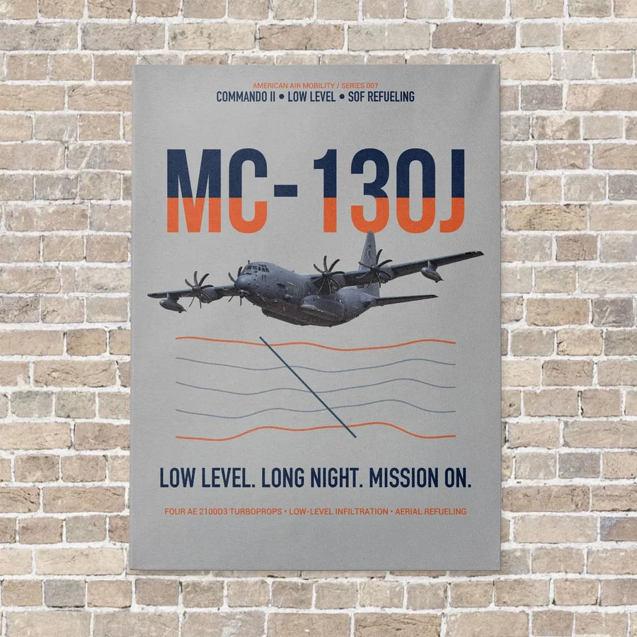 MC-130J COMMANDO II vertical canvas print - no frame - light gray background